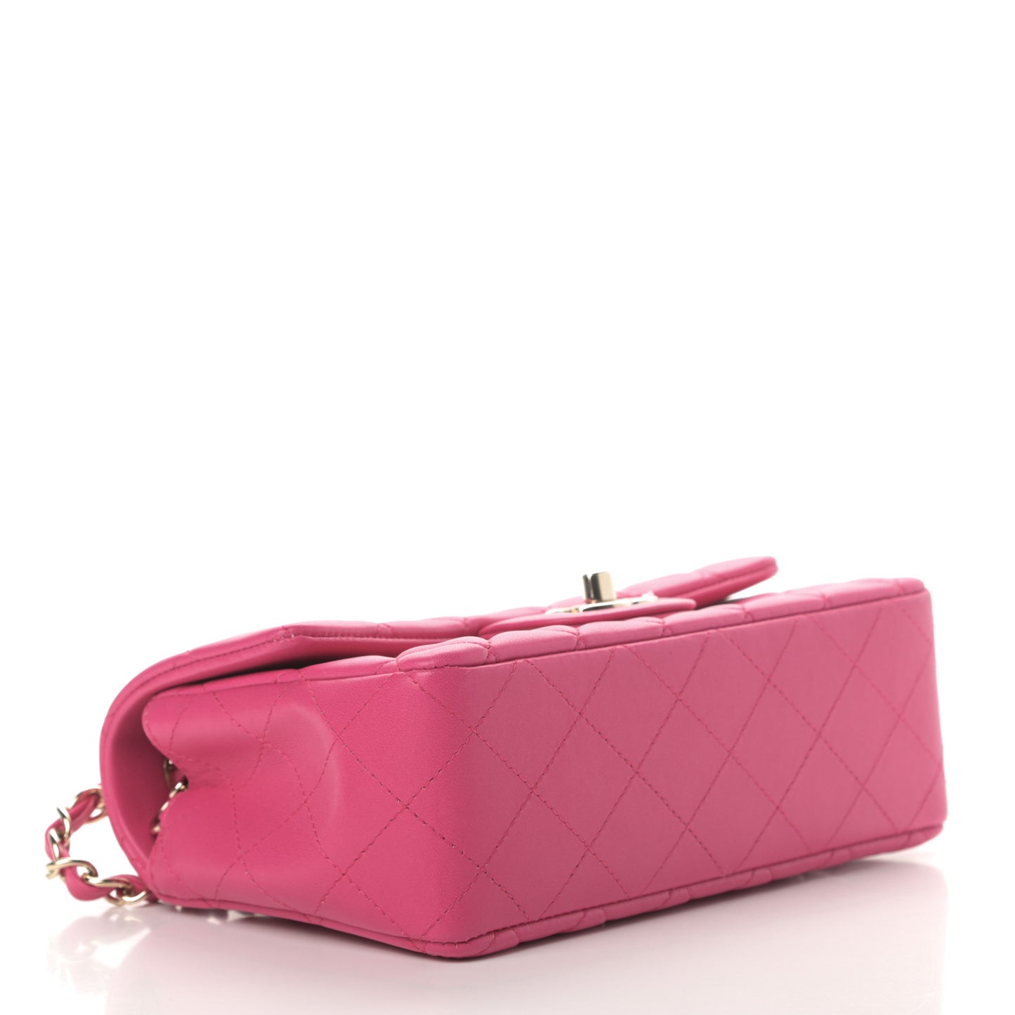 Lambskin Quilted Mini Rectangular Flap Dark Pink