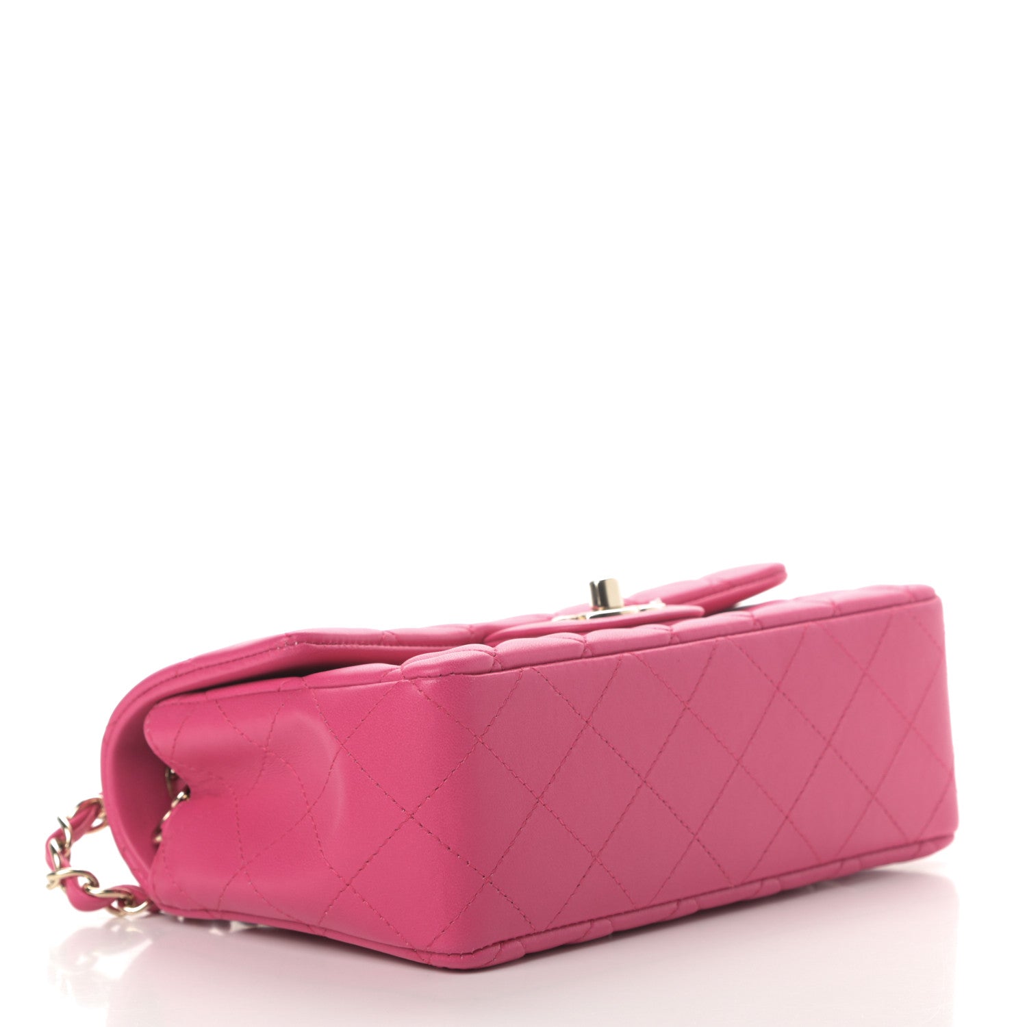 Chanel Lambskin Quilted Mini Rectangular Flap Dark Pink 4 of 14