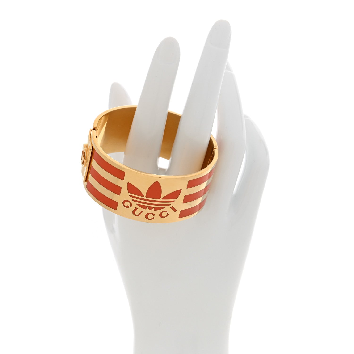 Gucci X ADIDAS Metal Enamel Cuff Bracelet S Orange 2 of 6