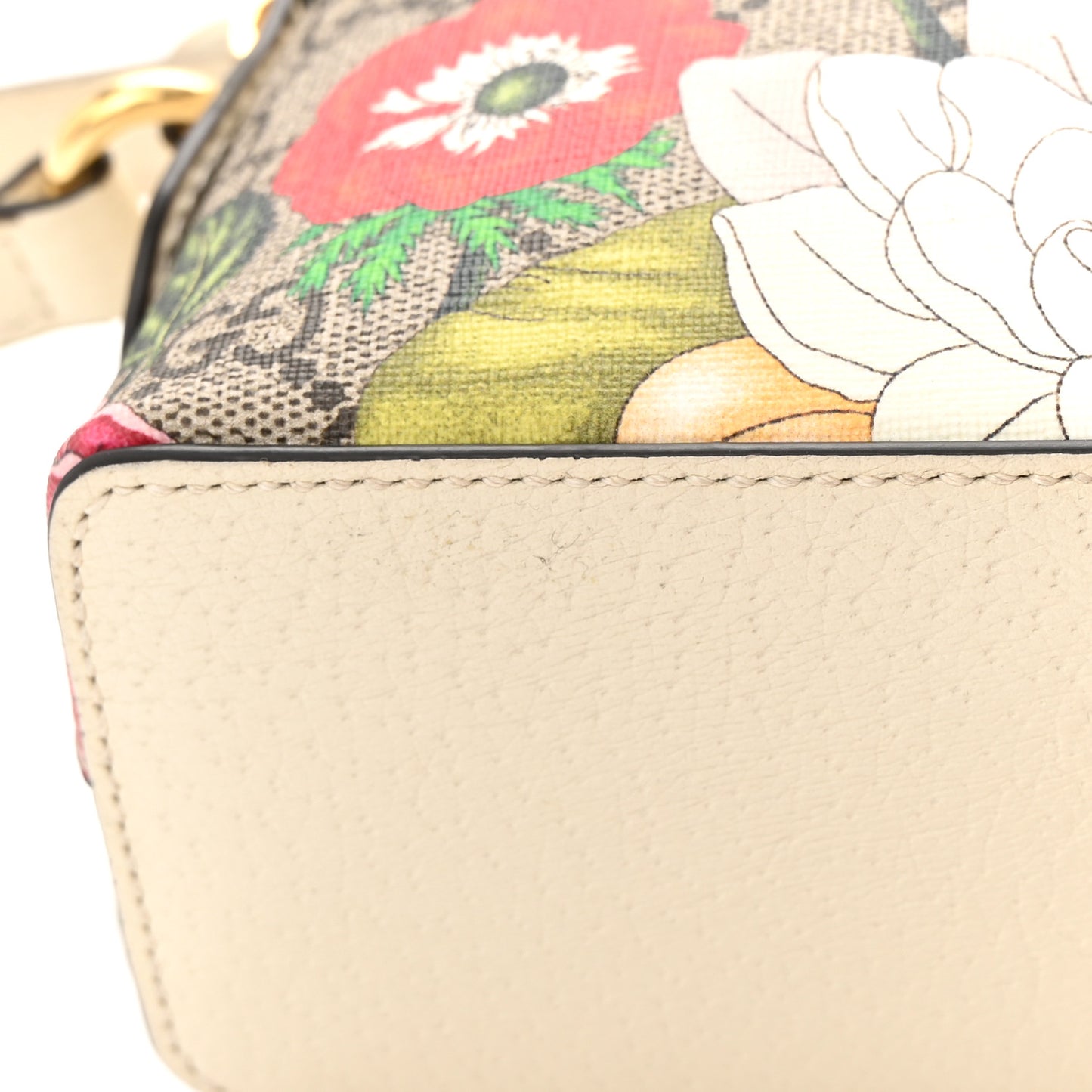GG Supreme Monogram Flora Web GG Small Ophidia Dome Shoulder Bag White