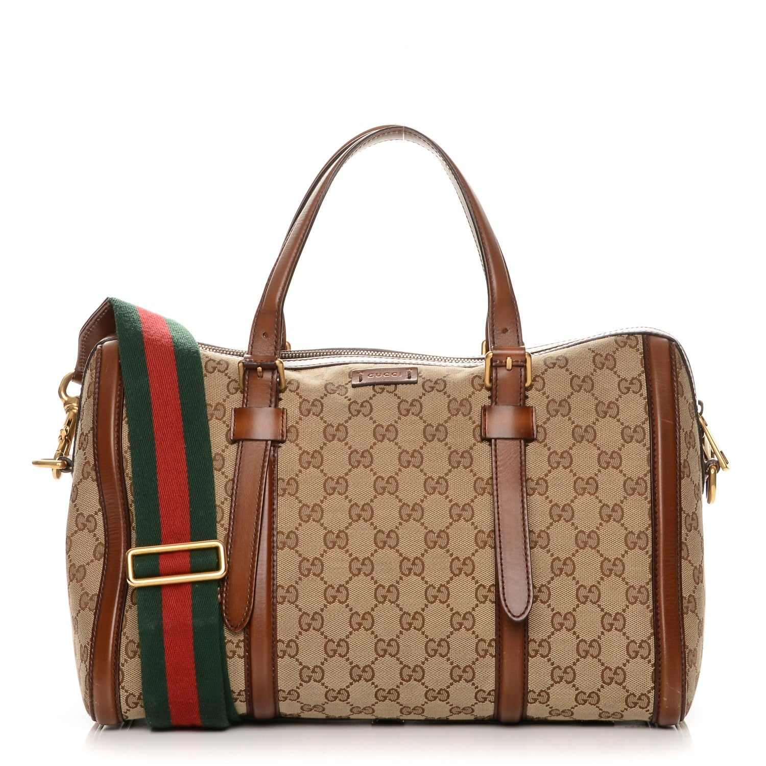 Gucci Monogram Medium Lady Web Boston Bag Beige Cuir 1 of 8