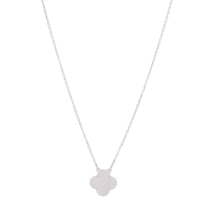Van Cleef & Arpels 18K White Gold Mother of Pearl Vintage Alhambra Pendant Necklace 1 of 5