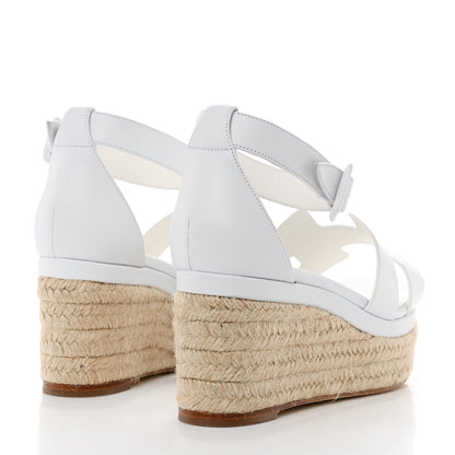 Hermes Goatskin Elda Espadrille Wedge Sandals 38 White 4 of 9