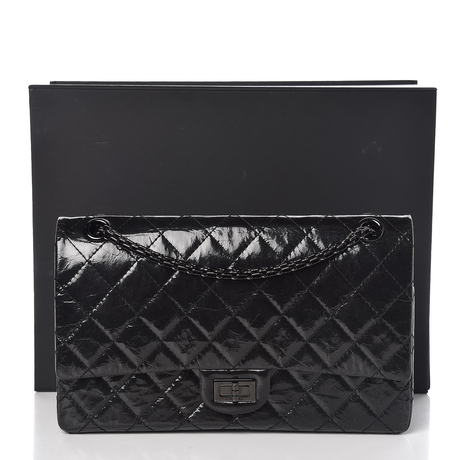 Chanel Distressed Patent Quilted 2.55 Reissue 226 Flap Black 10 of 10