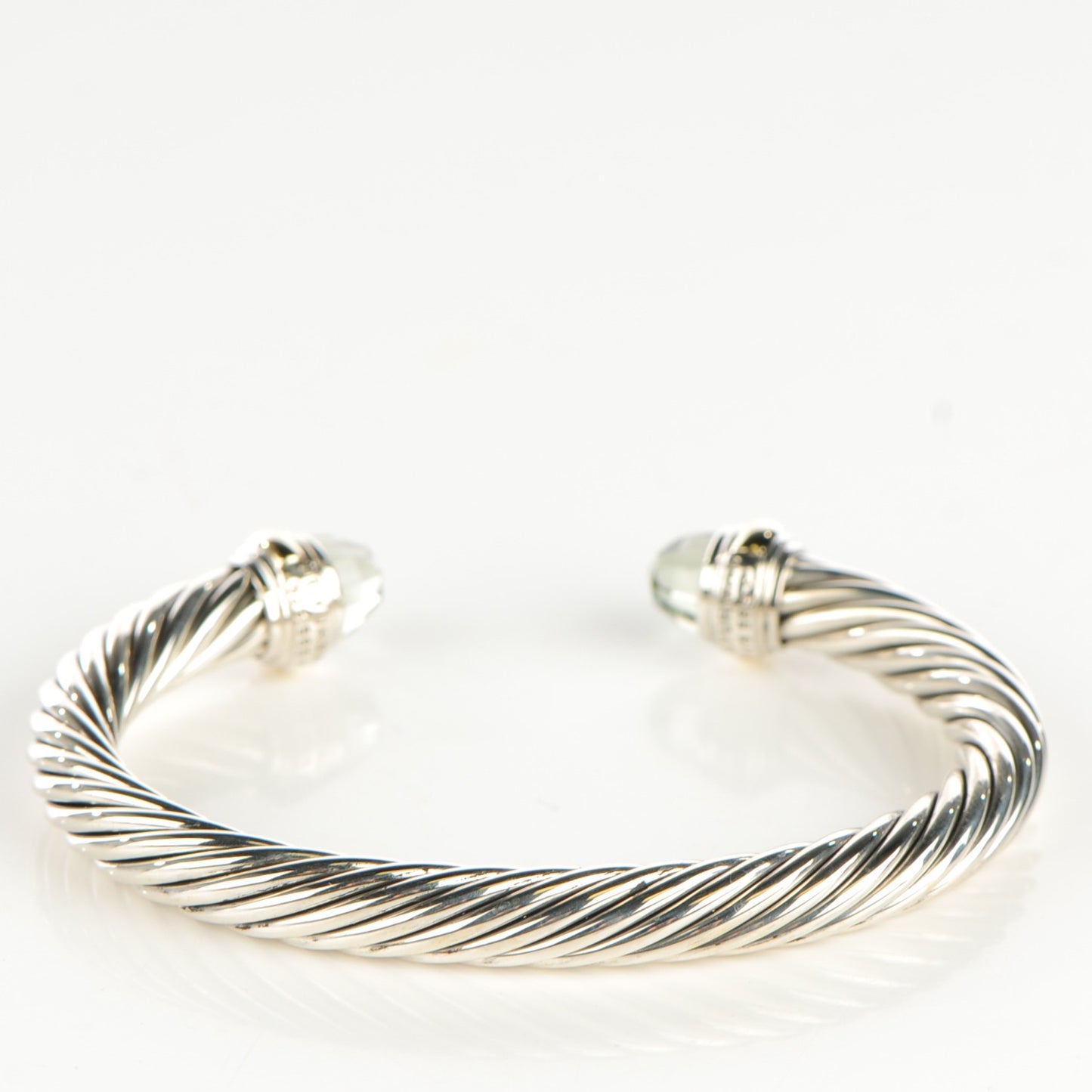 Sterling Silver 14K Yellow Gold Prasiolite 7mm Cable Classics Bracelet