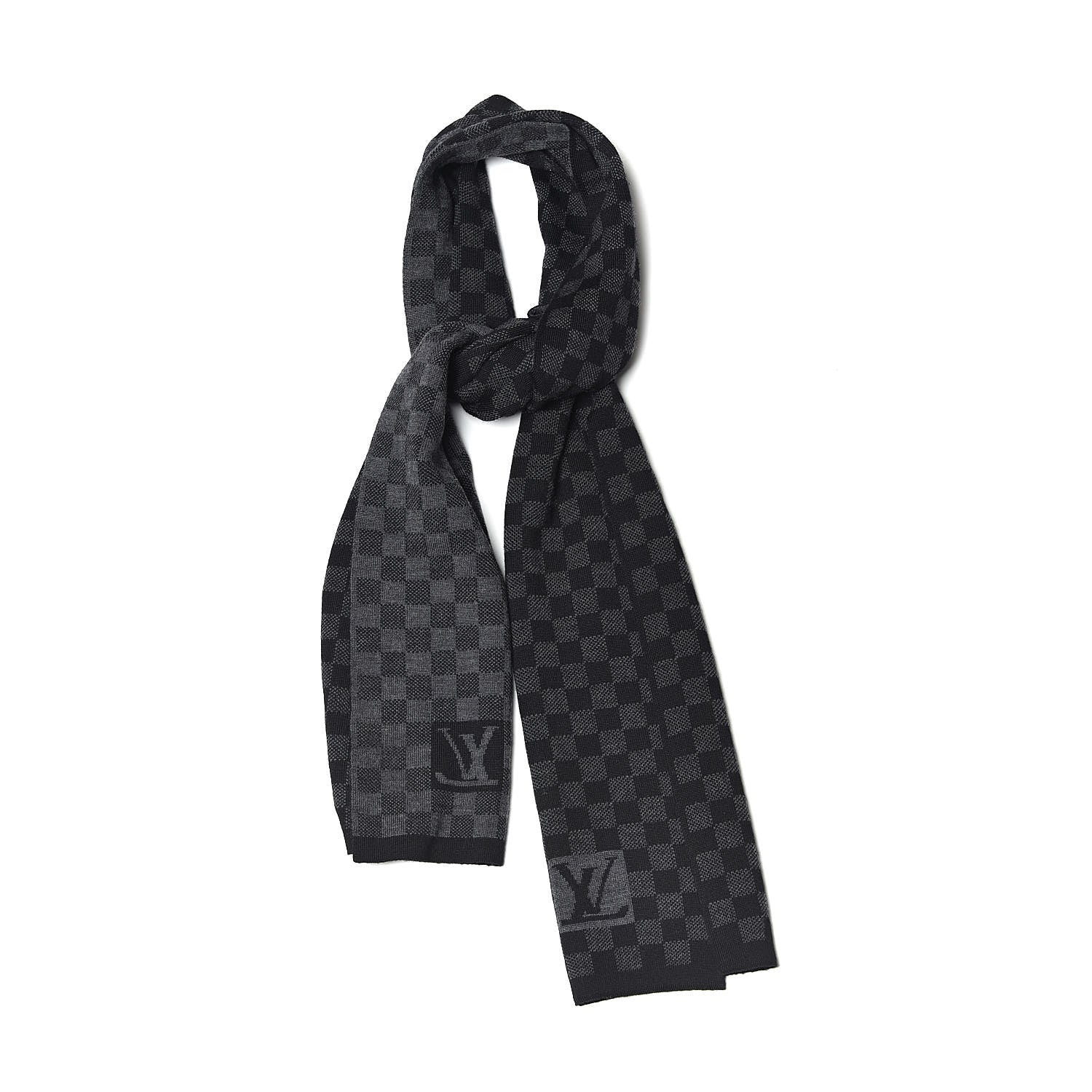 Louis Vuitton Wool Petit Damier Graphite Scarf Black 1 of 4