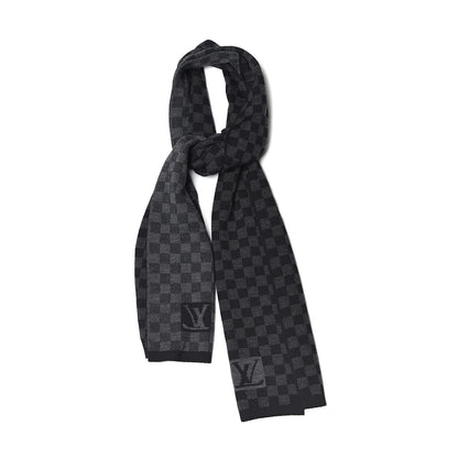 Louis Vuitton Wool Petit Damier Graphite Scarf Black 1 of 4