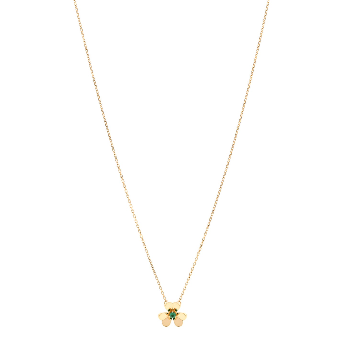 18K Yellow Gold Emerald Mini Frivole Pendant Necklace