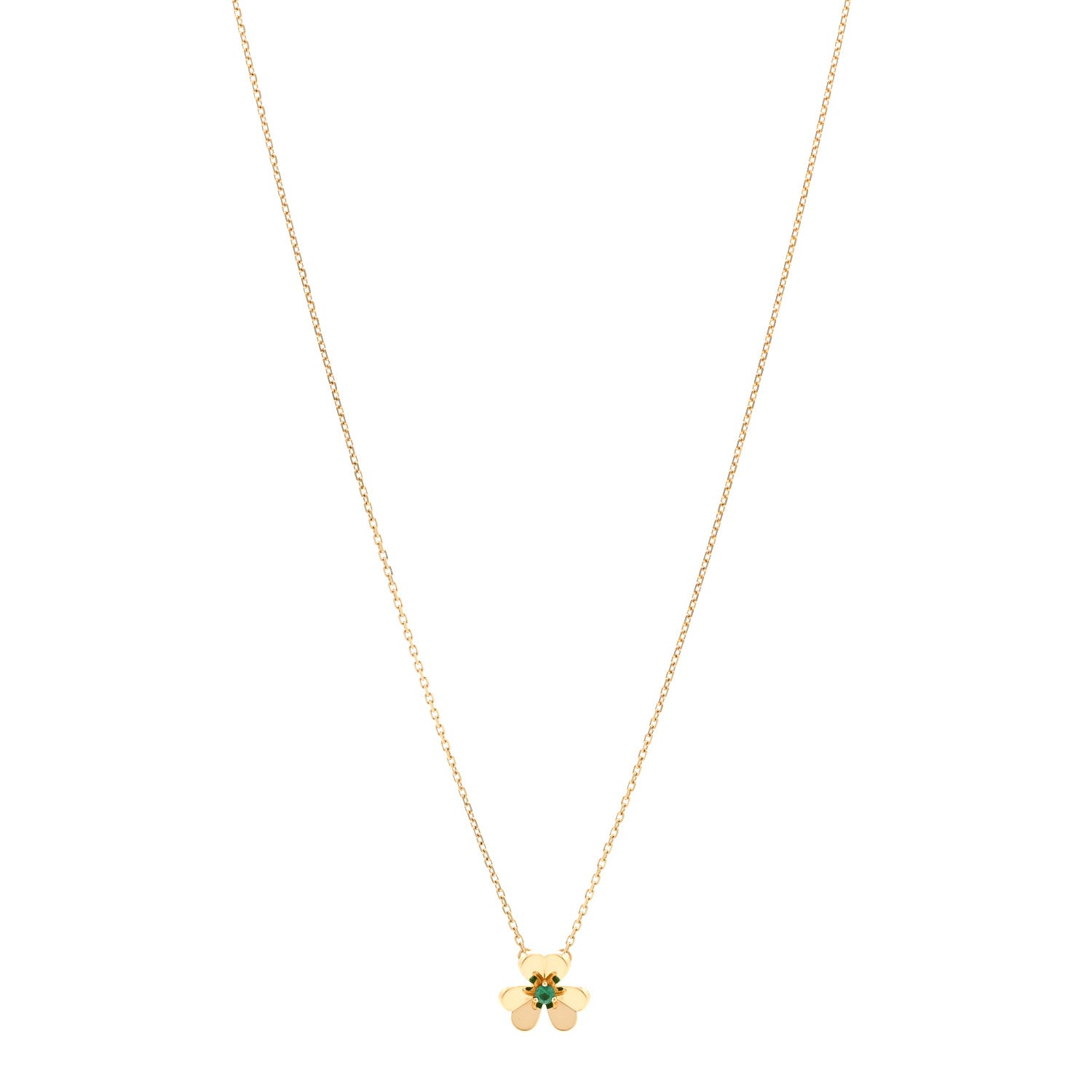 Van Cleef & Arpels 18K Yellow Gold Emerald Mini Frivole Pendant Necklace 1 of 6