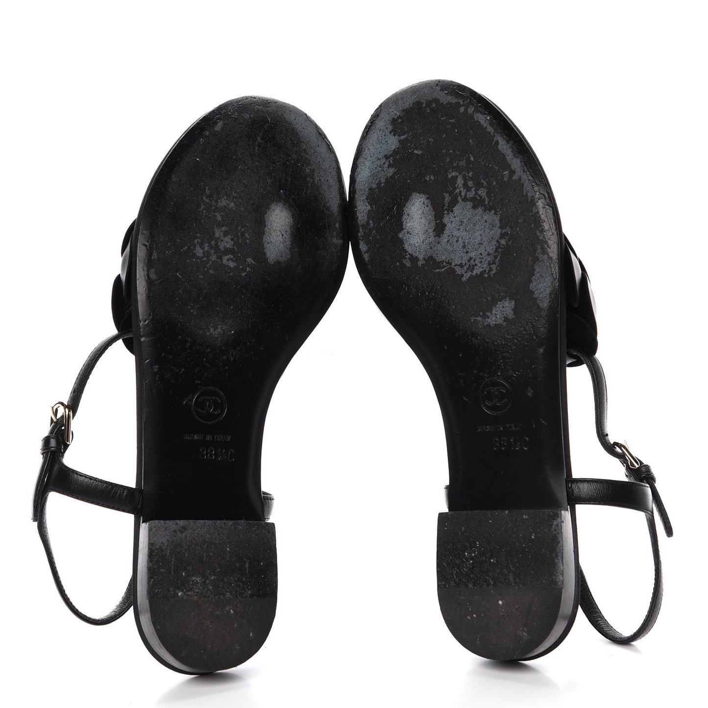 Lambskin Camellia Thong Sandals 38.5 Black