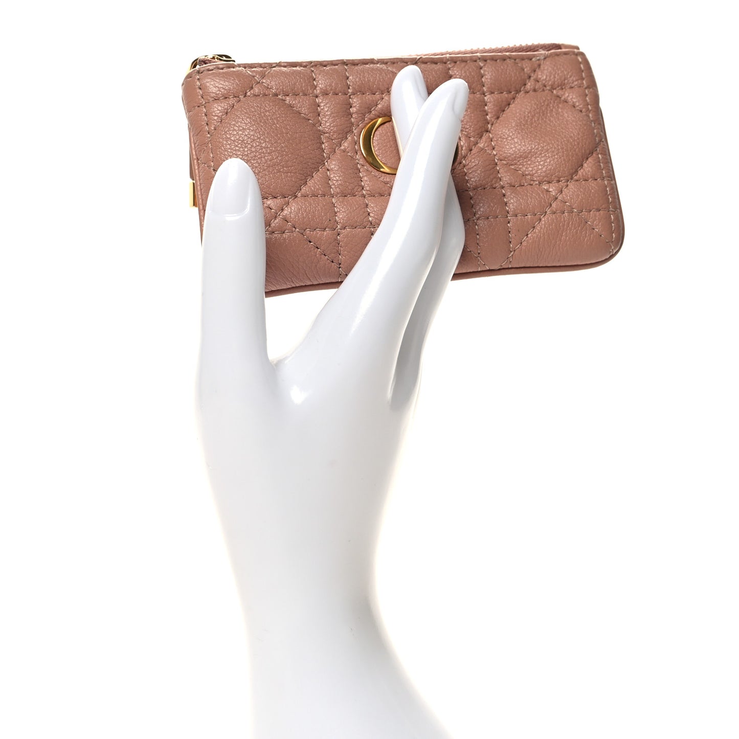 Supple Calfskin Cannage Caro Zipped Key Case Rose Des Vents
