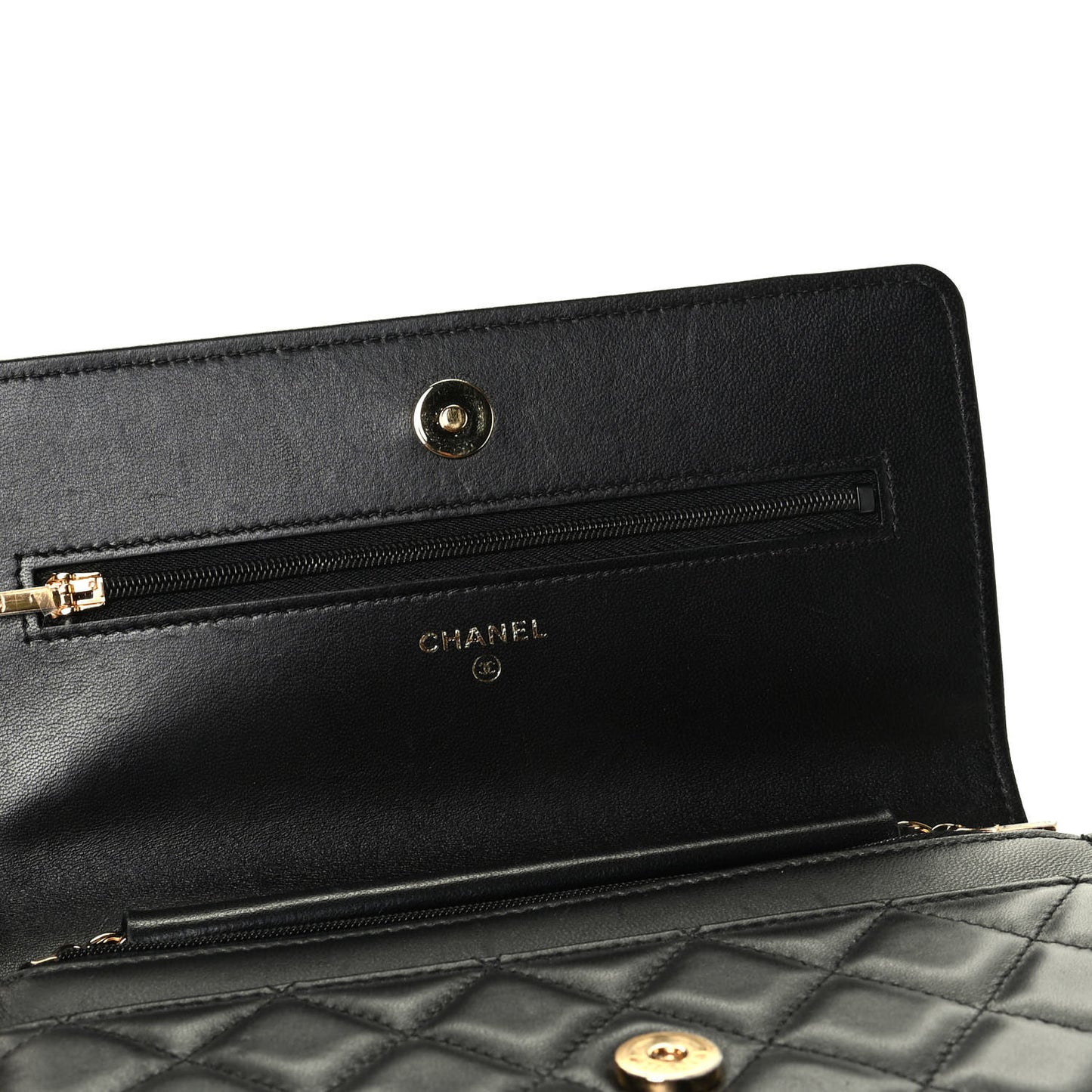 Lambskin Quilted Wallet On Chain WOC Black
