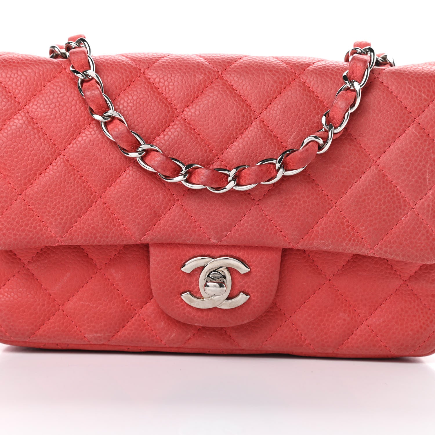 Chanel Iridescent Caviar Quilted Mini Rectangular Flap Dark Pink 8 of 19