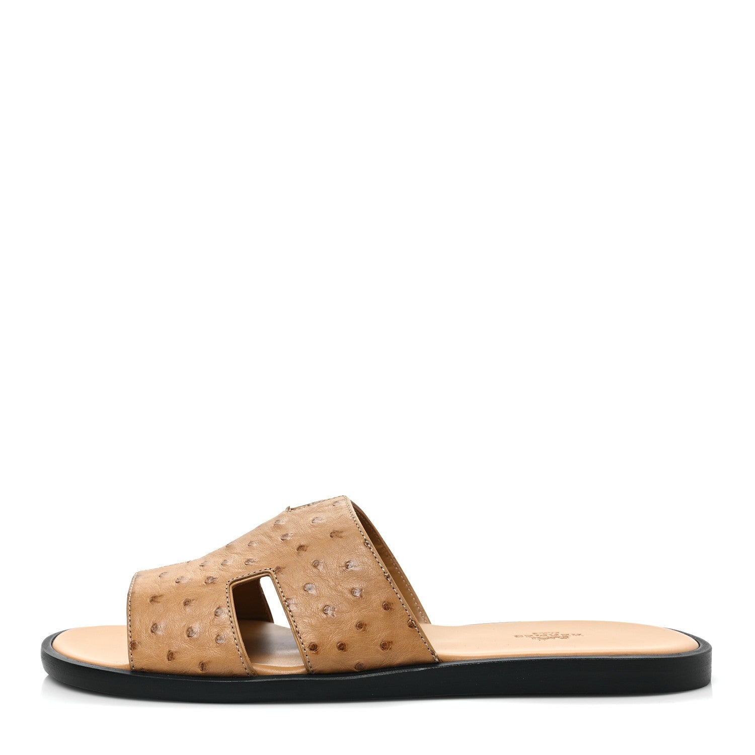 Hermes Ostrich Mens Izmir Sandals 44 Brun Fauve 1 of 9