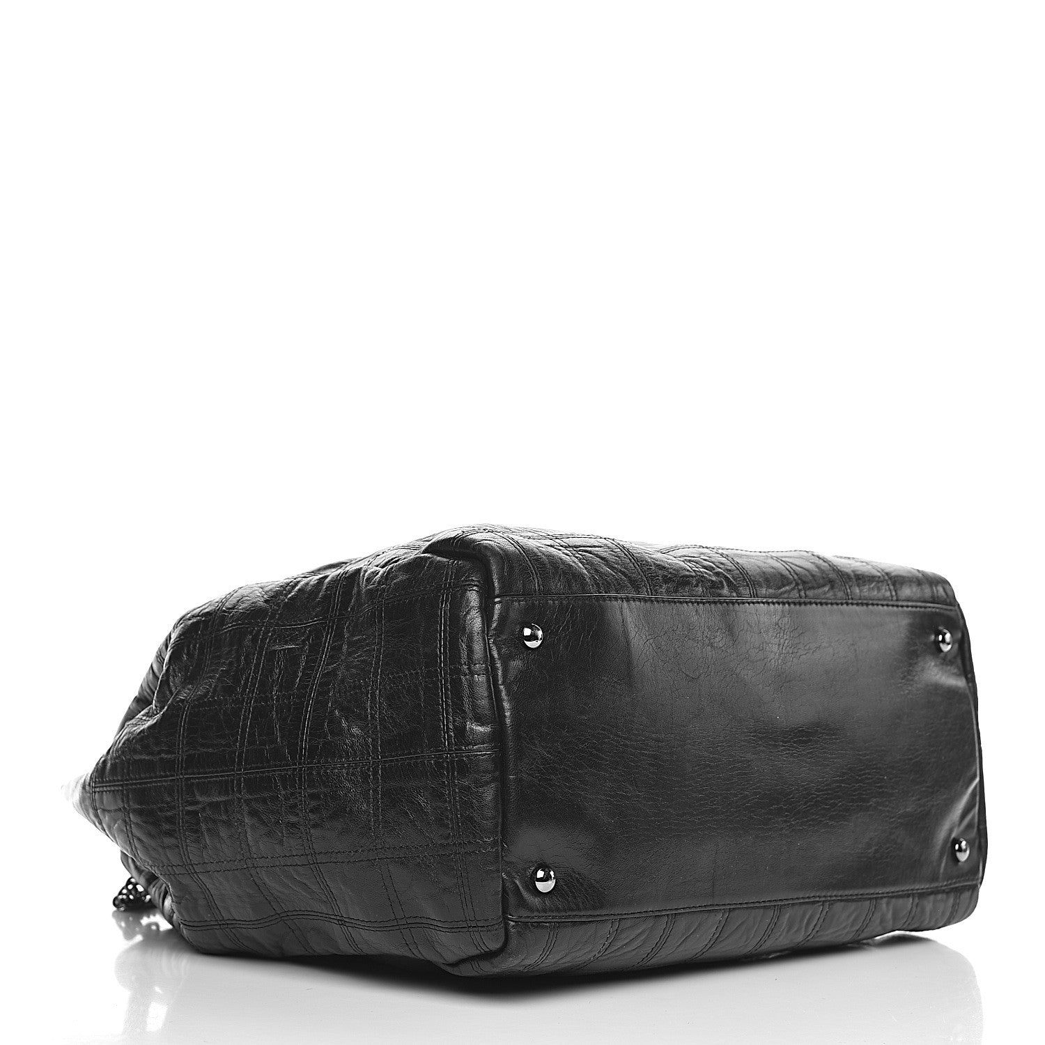 Chanel Lambskin Square Stitched Lax Accordion Shoulder Bag Black 4 of 10