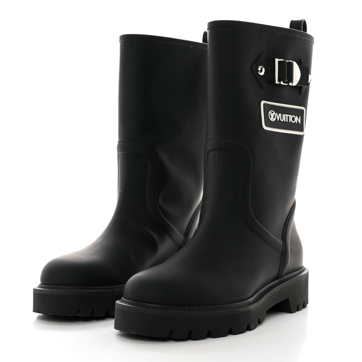 Louis Vuitton Rubber Calfskin Territory Flat Boots 36 Black 3 of 8