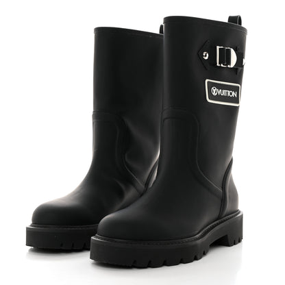 Louis Vuitton Rubber Calfskin Territory Flat Boots 36 Black 3 of 8