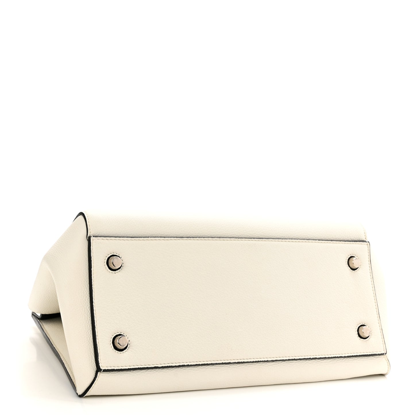 Grained Calfskin Medium Edge Shoulder Bag White