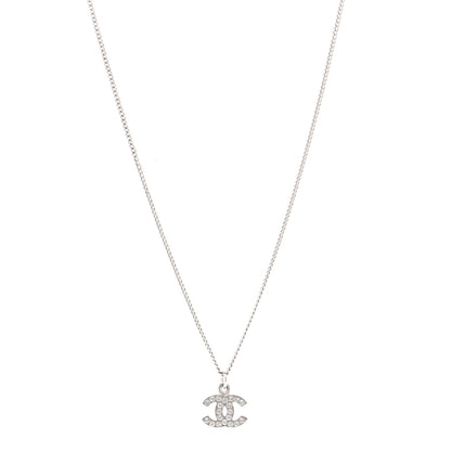 Chanel Crystal Timeless CC Necklace Silver 1 of 7