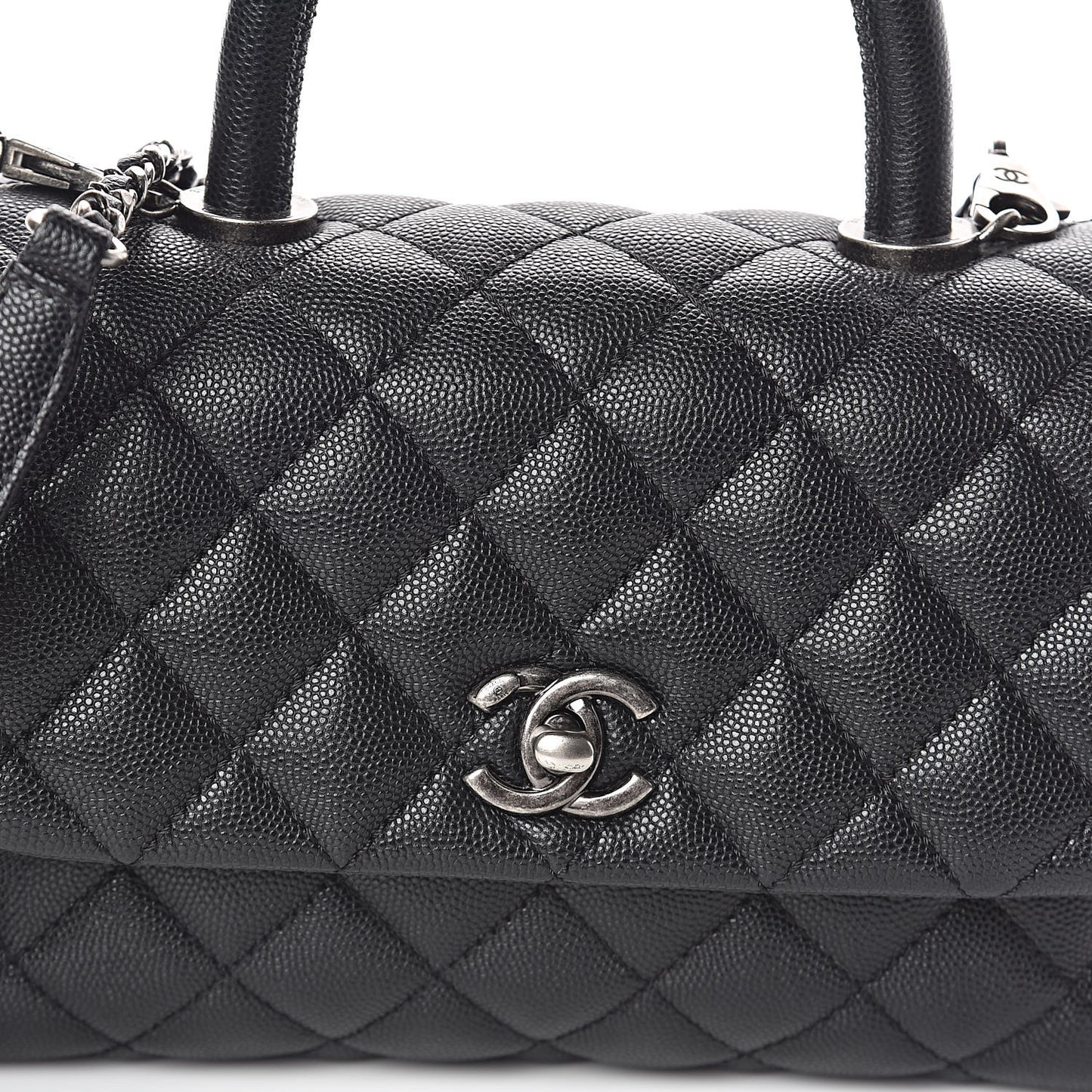 Caviar Quilted Mini Coco Handle Flap Black