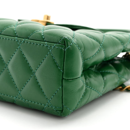 Chanel Shiny Aged Calfskin Quilted Nano Kelly Shopper Green 10 of 15