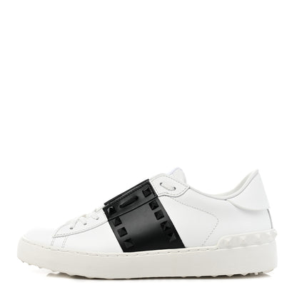 Valentino Garavani Calfskin Rockstud Untitled Open Sneakers 37.5 White Black 1 of 8