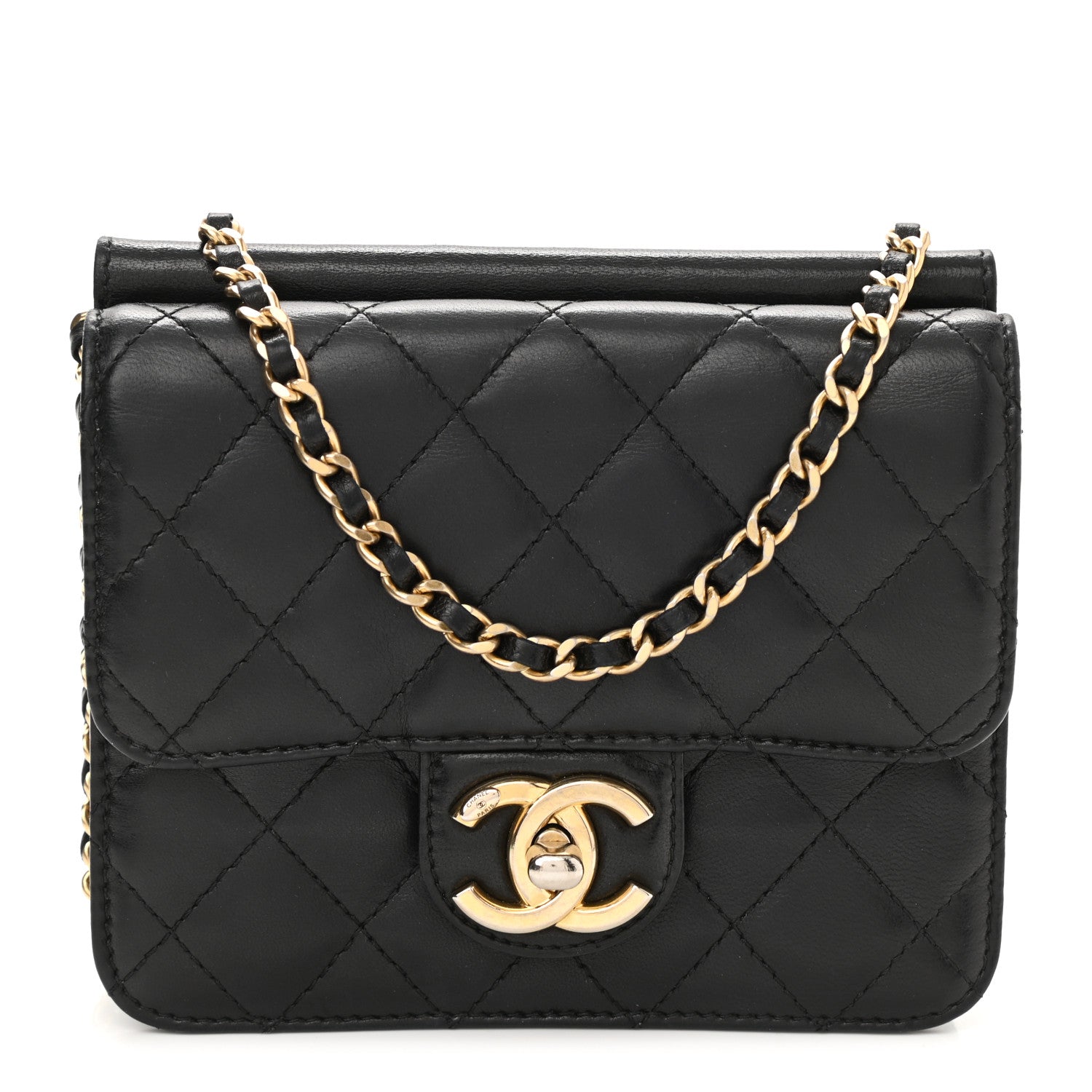 Chanel Lambskin Quilted Crossing Times Mini Flap Black 1 of 10