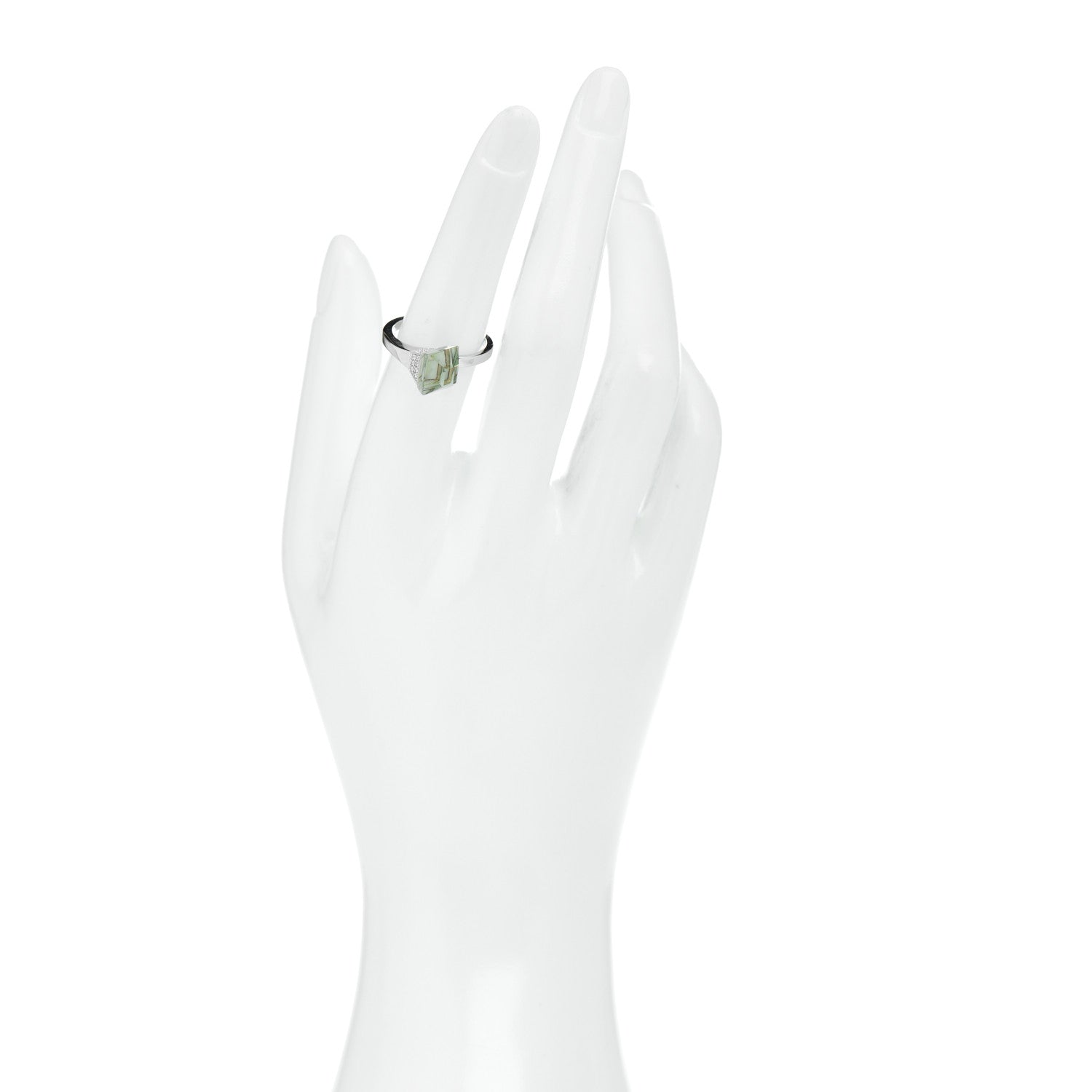 Gucci 18K White Gold Prasiolite Diamond Chiodo Ring 53 6.5 2 of 4