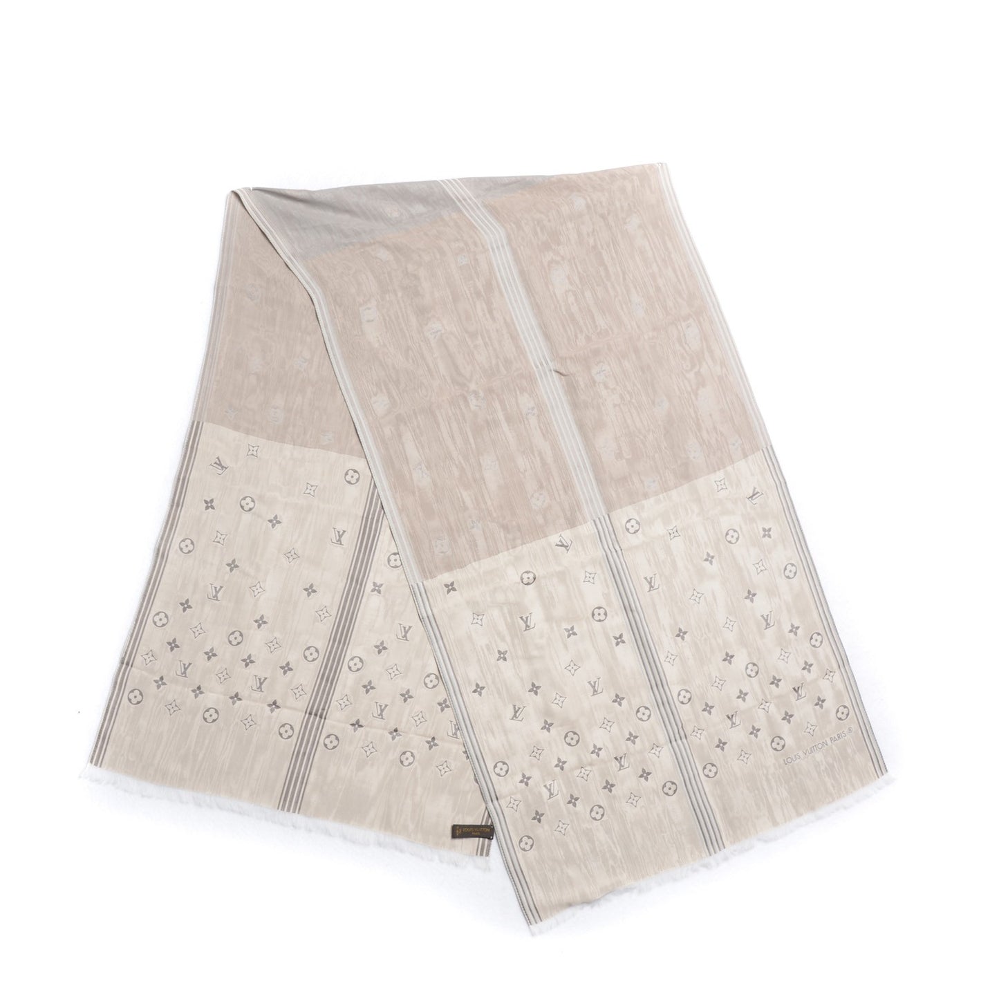 Silk Monogram Reversible Scarf Grey Beige