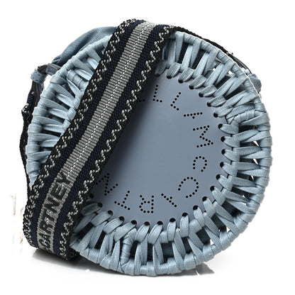 Stella McCartney Raffia Eco Alter Nappa Perforated Logo Round Crossbody Bag Cameo Blue 1 of 8