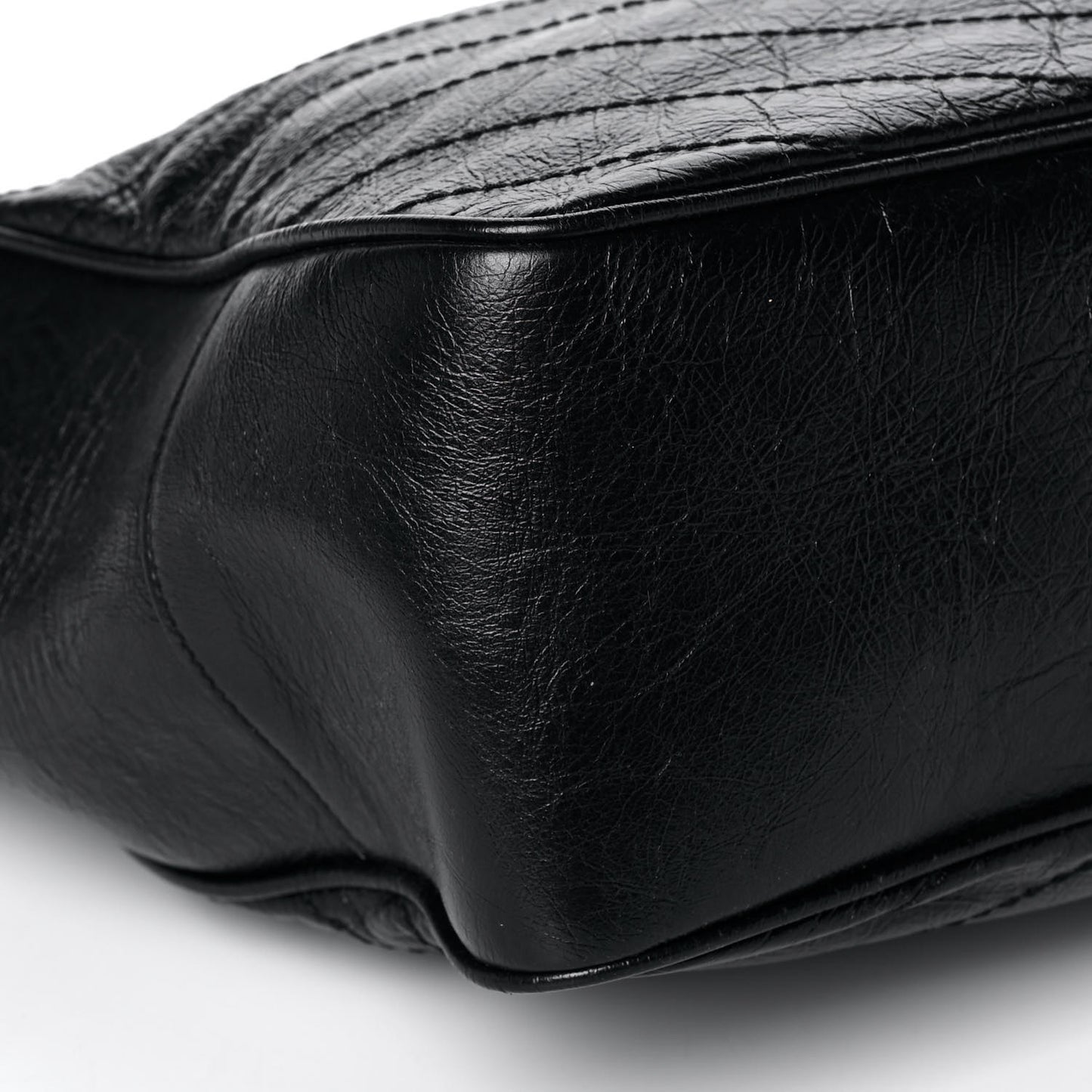 Crinkled Calfskin Matelasse Monogram Large Niki Shopping Tote Bag Black