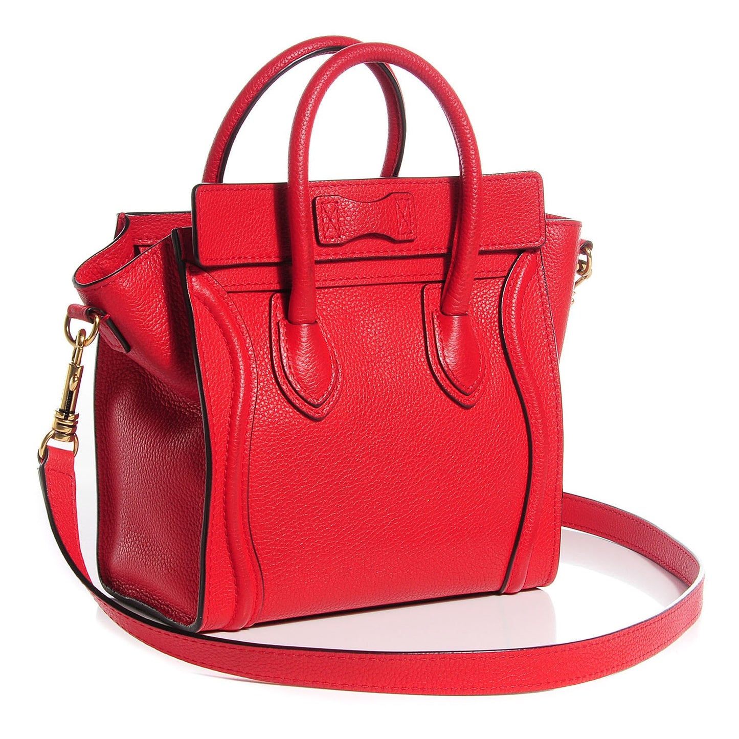 Drummed Calfskin Nano Luggage Coquelicot