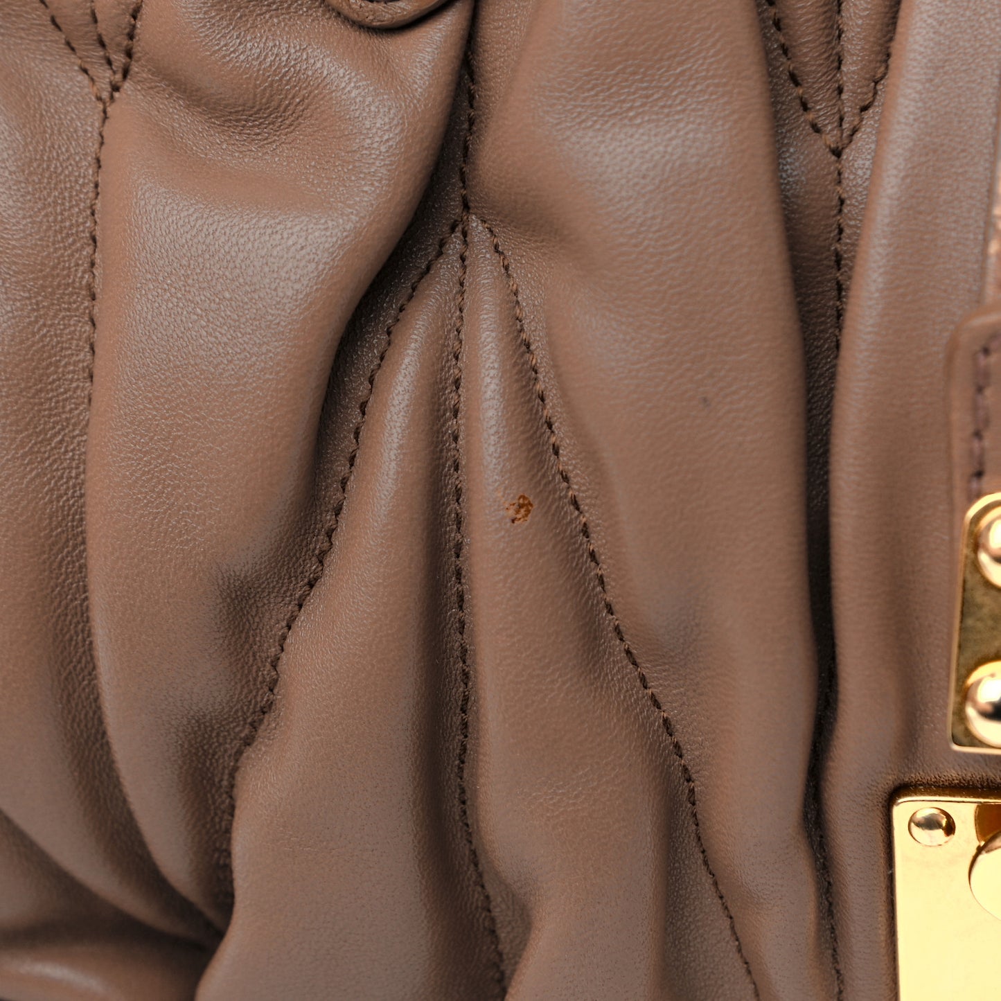 Nappa Matelasse Top Handle Satchel Cammello