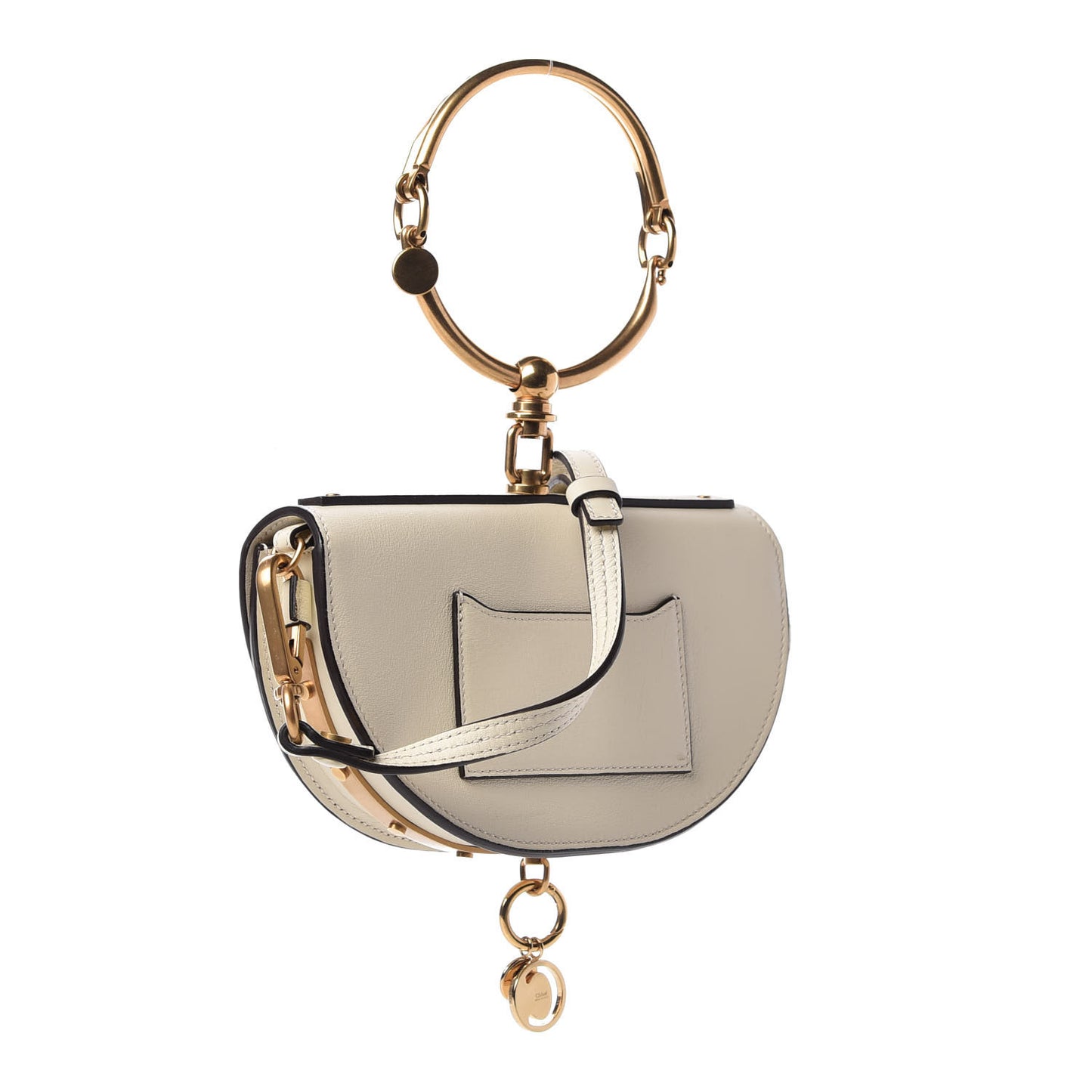 Calfskin Small Nile Bracelet Minaudiere Bag Off White