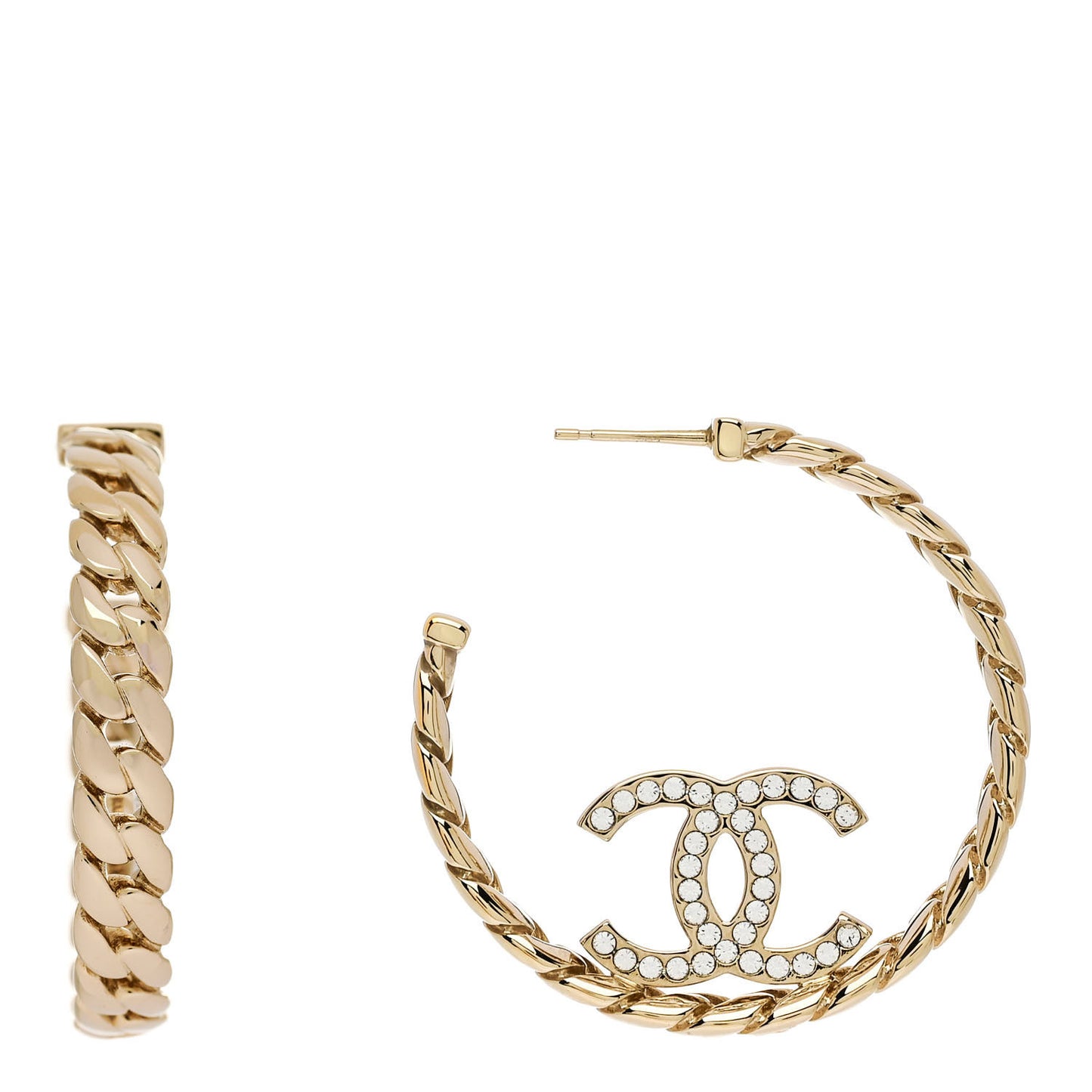 Crystal CC Hoop Earrings Gold