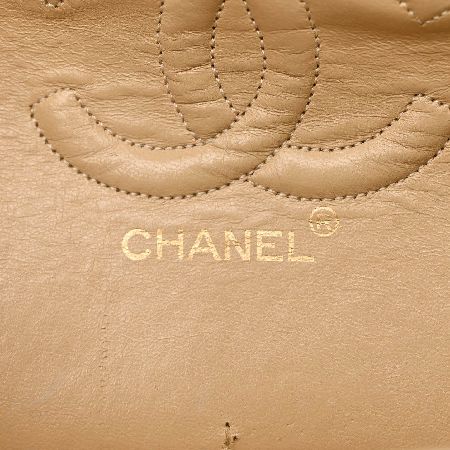 Lambskin Quilted Medium Double Flap Beige