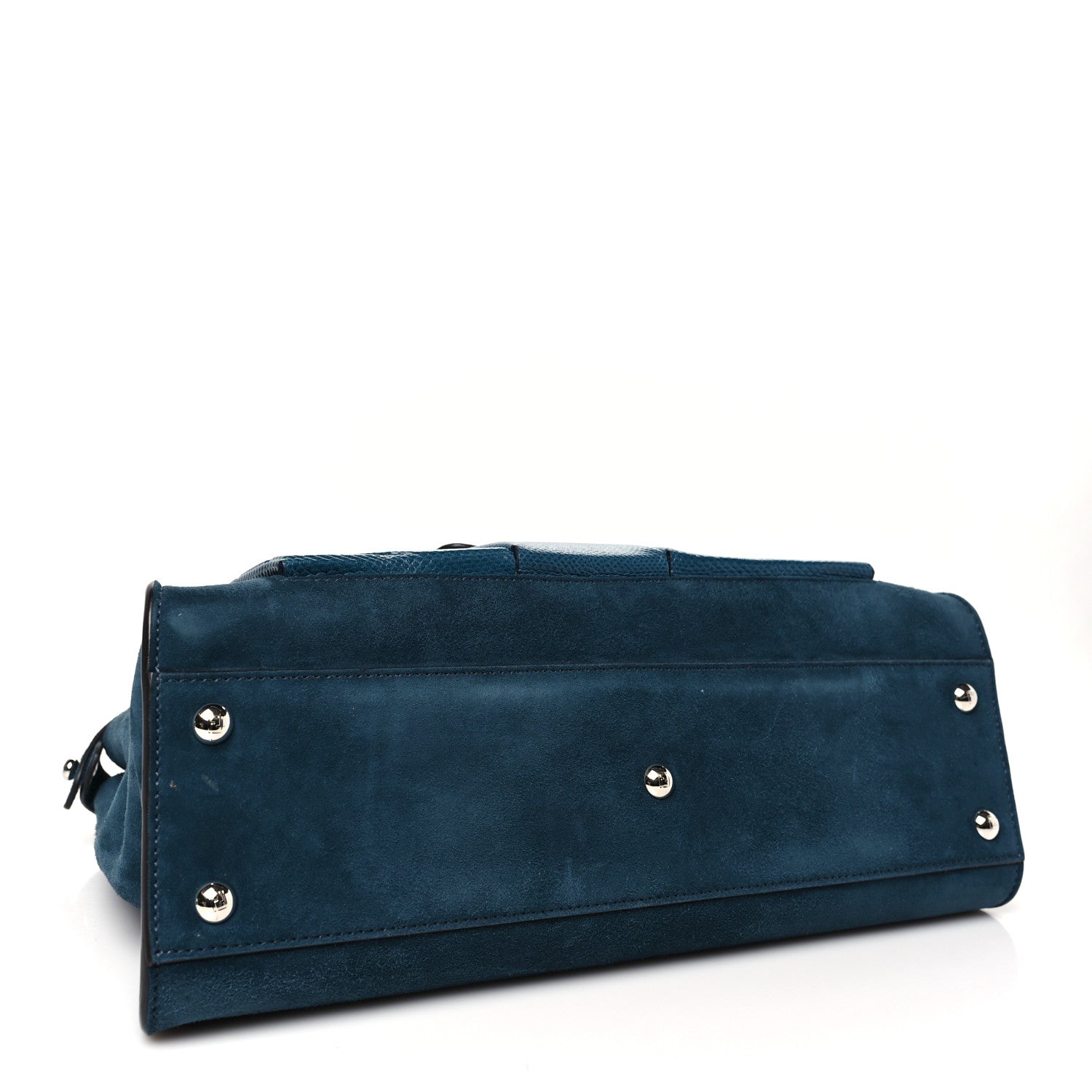 Fendi Chamois Karung Shiny Nappa Medium 3 Pocket Peekaboo Iconic Satchel Cobalto Petrolio 4 of 10