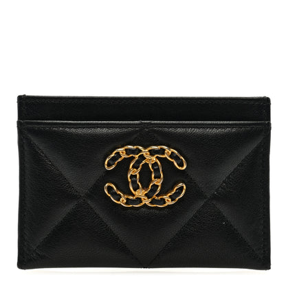 Chanel Lambskin Quilted Chanel 19 Card Holder Black 1 of 7