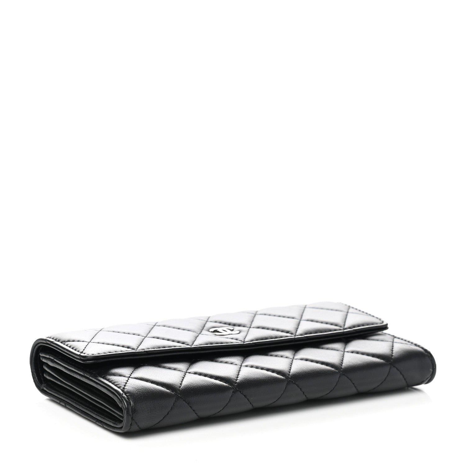 Chanel Lambskin Quilted Long Flap Wallet Black 4 of 8