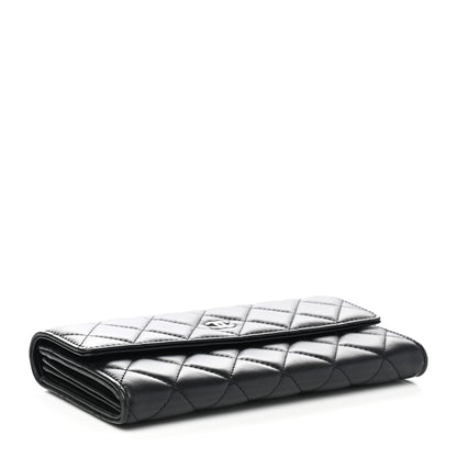 Chanel Lambskin Quilted Long Flap Wallet Black 4 of 8