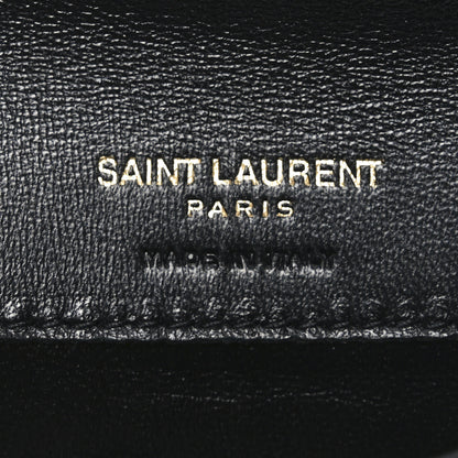 Saint Laurent Lambskin Quilted Monogram Gaby Small Envelope Card Case Black White 6 of 6