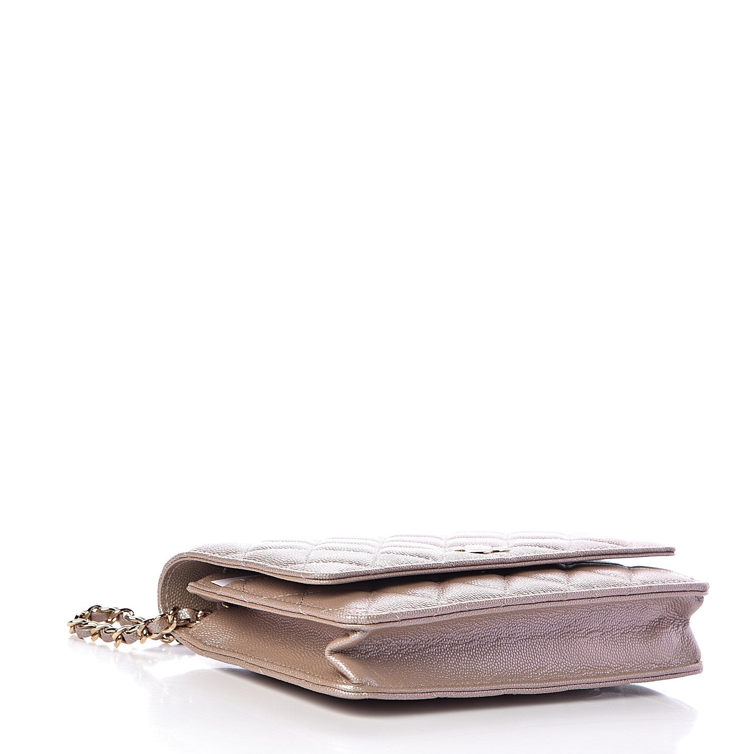 Chanel Iridescent Caviar Quilted Wallet On Chain WOC Beige 4 of 11