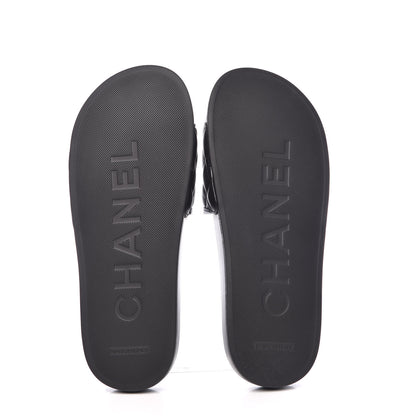 Chanel Lambskin Quilted CC Mules Sandals 37 Black 5 of 9