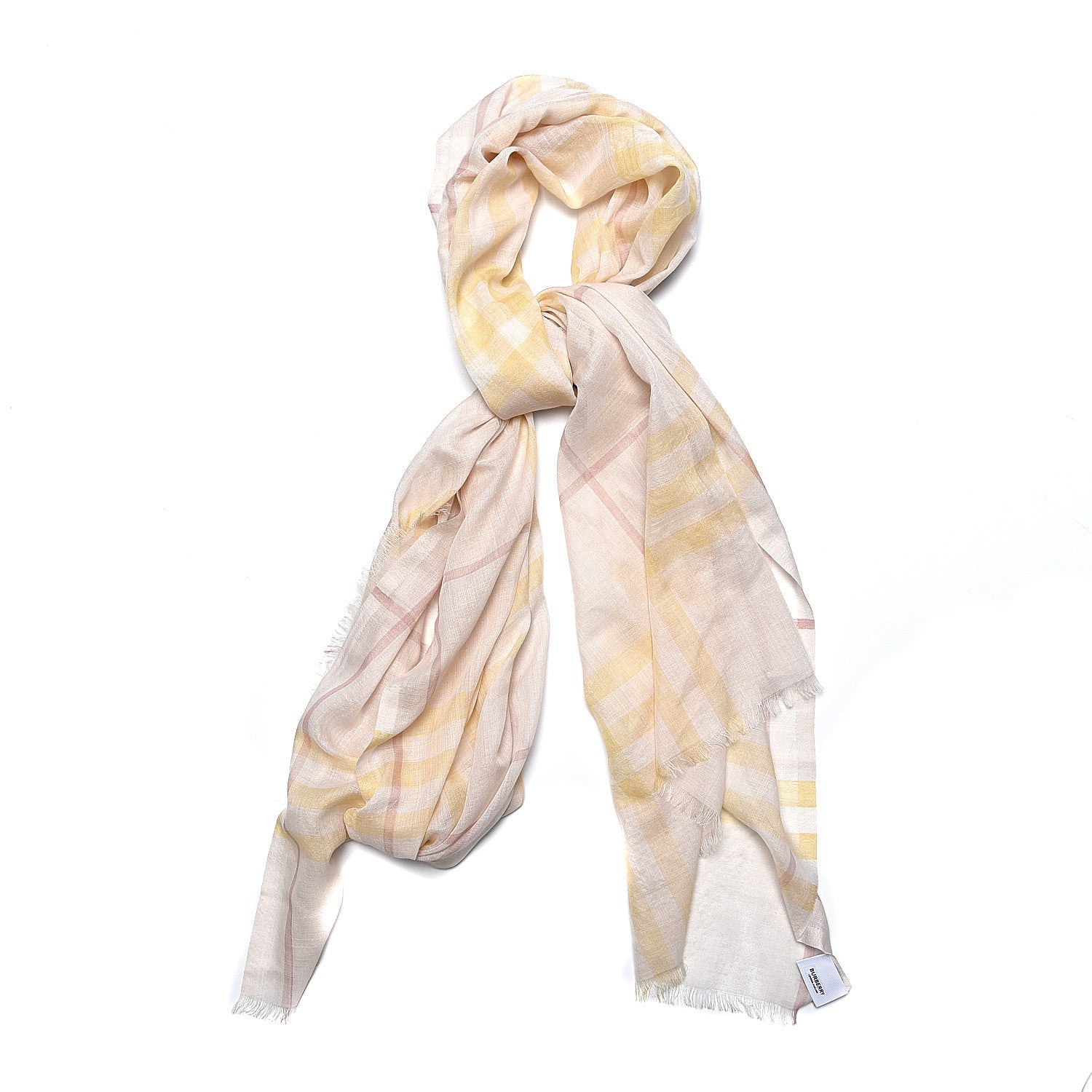 Burberry Wool Silk Gauze Giant Check Lightweight Scarf Primrose 1 of 6