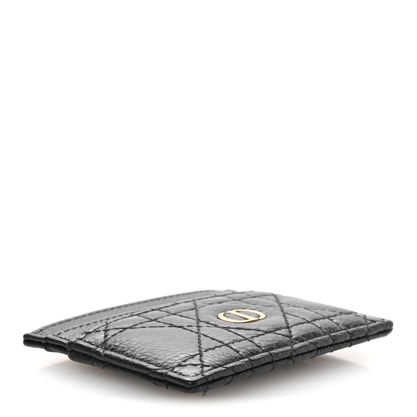 Supple Calfskin Cannage Caro Freesia Card Holder Black