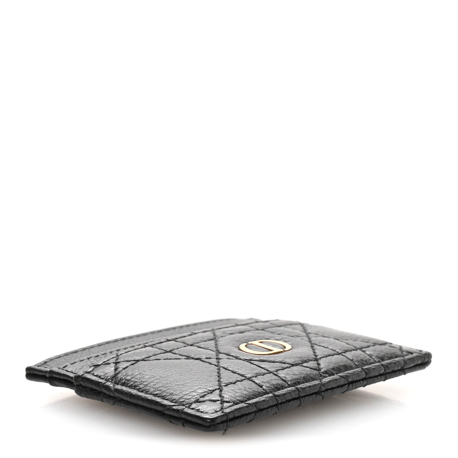 Christian Dior Supple Calfskin Cannage Caro Freesia Card Holder Black 4 of 9