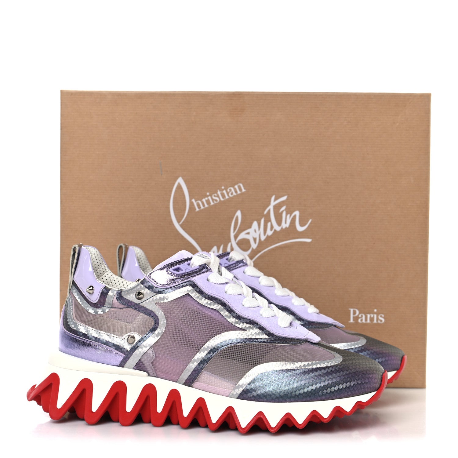 Christian Louboutin Transparent Mesh Patent Calfskin Sharkina Sneakers 37 Lilac Smoke 8 of 8