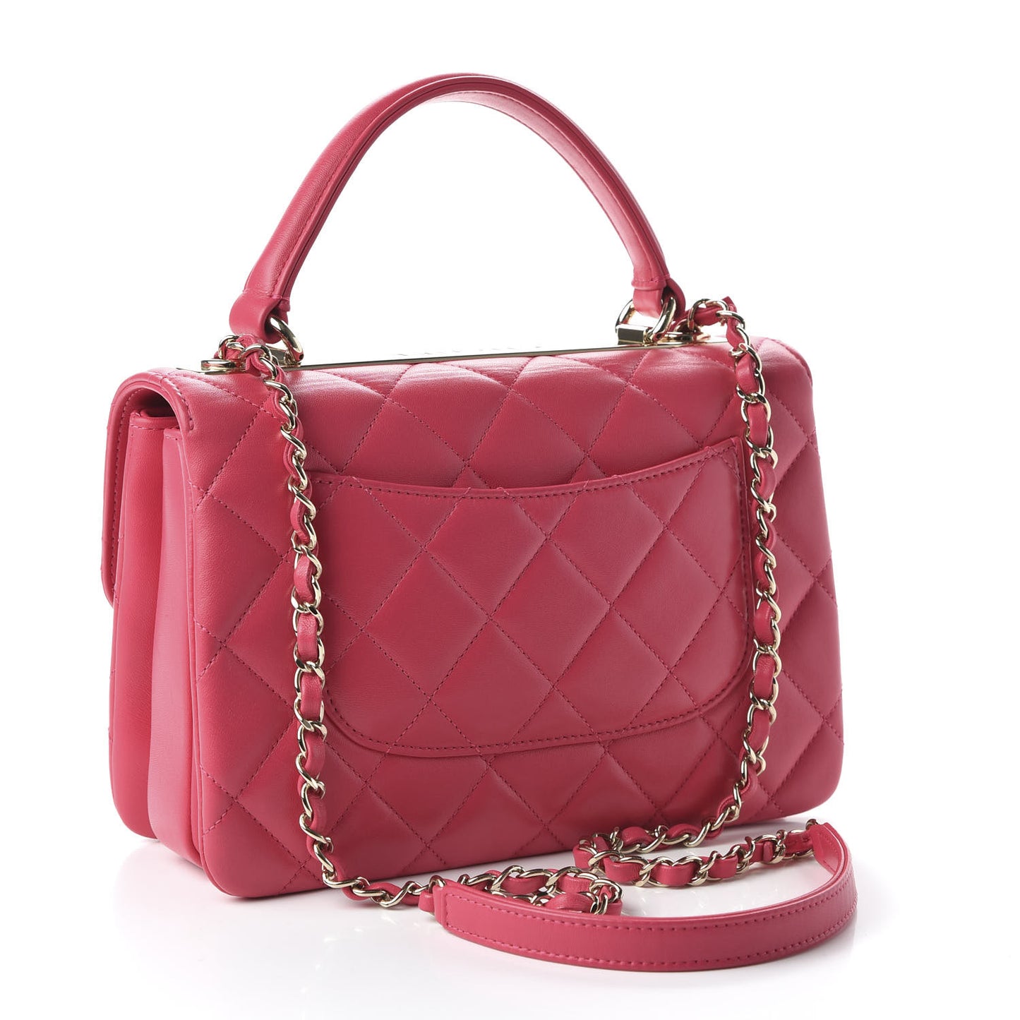 Lambskin Quilted Small Trendy CC Flap Dual Handle Bag Pink