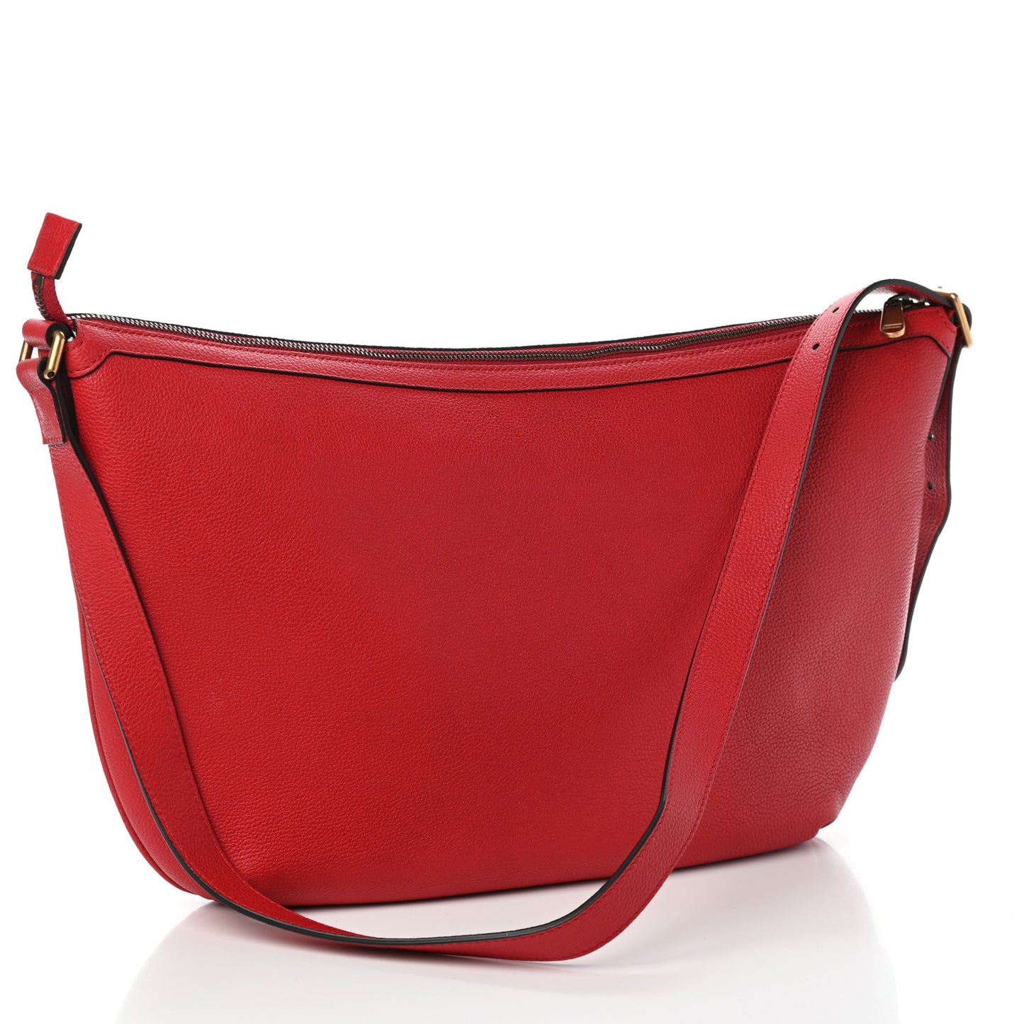 Grained Calfskin Logo Half Moon Hobo Red