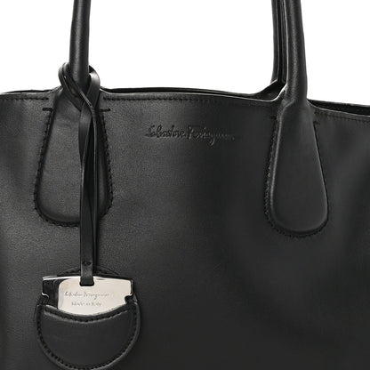 Salvatore Ferragamo Calfskin Double Handle Nolita Satchel Black 7 of 9
